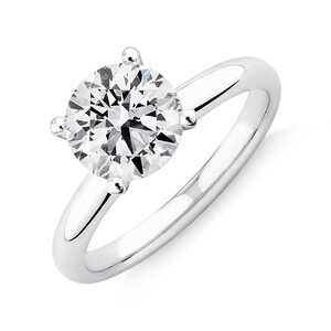 Certified Solitaire Engagement Ring with 2.00 Carat TW Diamond in 14kt White Gold