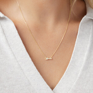 Arrow Necklace with Diamonds in 10kt Yellow Gold