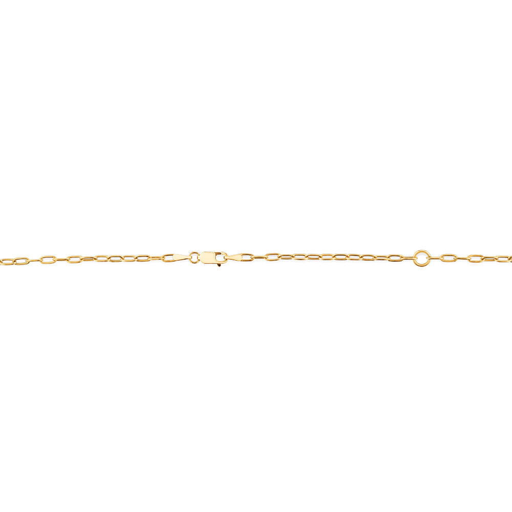 Chaîne Collier Style Trombone - Laiton Plaqué Or Jaune - Pendentif émail Lavande - Longueur 18"