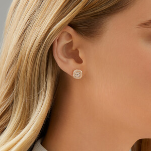 Cluster Stud Earrings with 1 Carat TW of Diamonds in 10kt Yellow Gold
