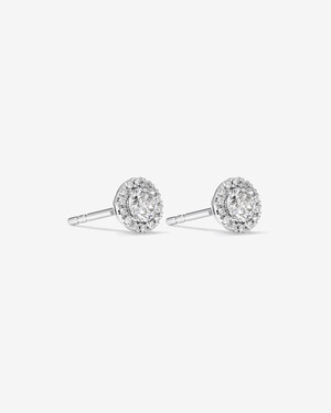 Boucles d'oreilles puces halo rondes de 0,44 carat TW en diamant en or blanc 10kt