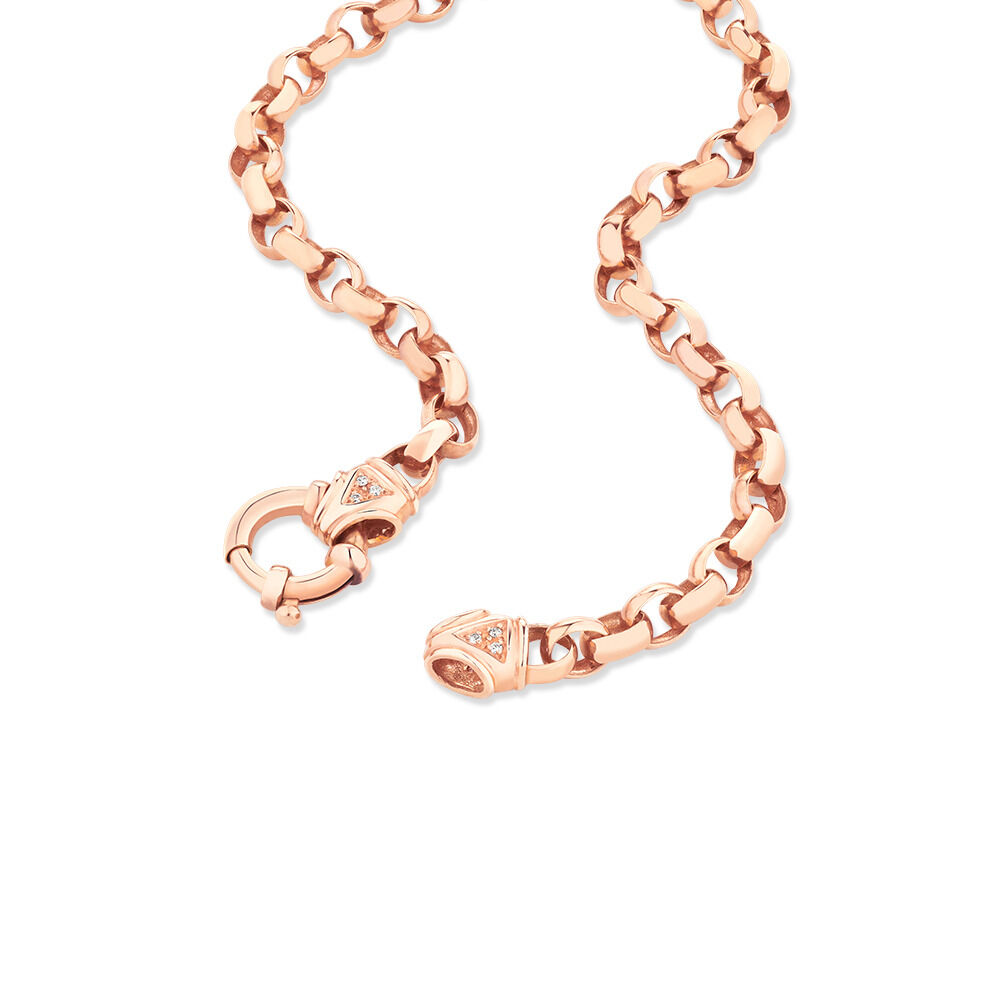45cm (18") Diamond Set Solid Belcher Chain in 10kt Rose Gold