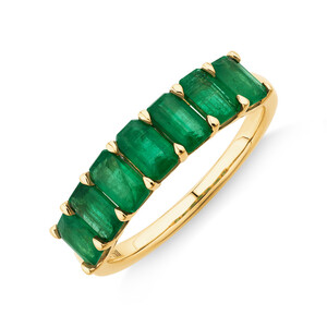 Emerald Half Eternity Ring in 10kt Yellow Gold
