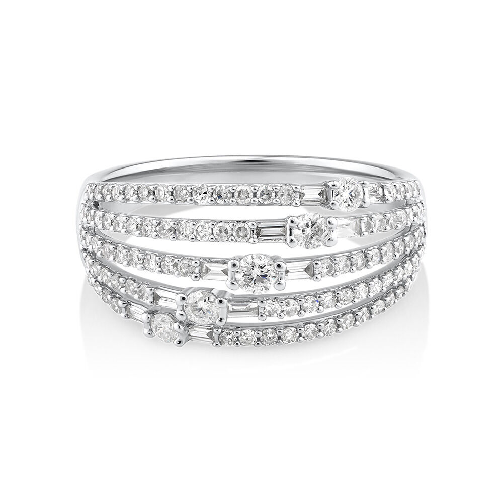 Multi Row Ring with 0.75 Carat TW Diamond in 10kt White Gold