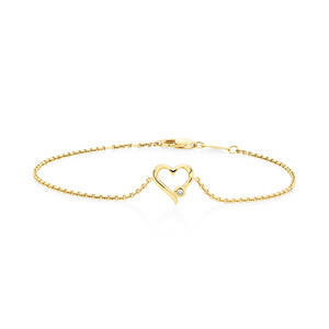 Heart Bracelet With Diamond In 10ct Yellow Gold