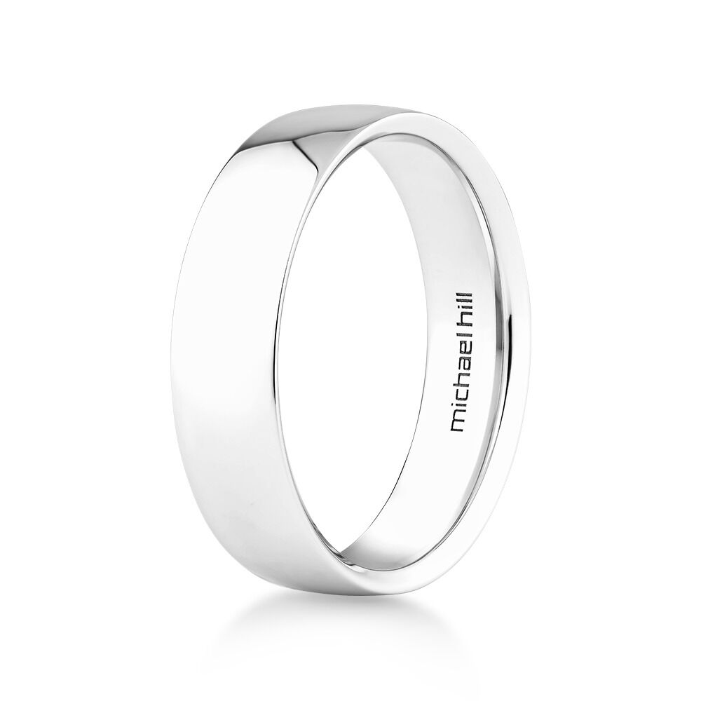 6mm Reverse Bevelled Wedding Band in 10kt White Gold