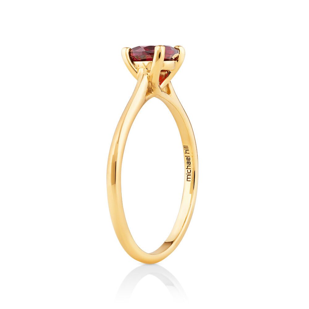 Ring with Rhodolite Garnet in 10kt Yellow Gold