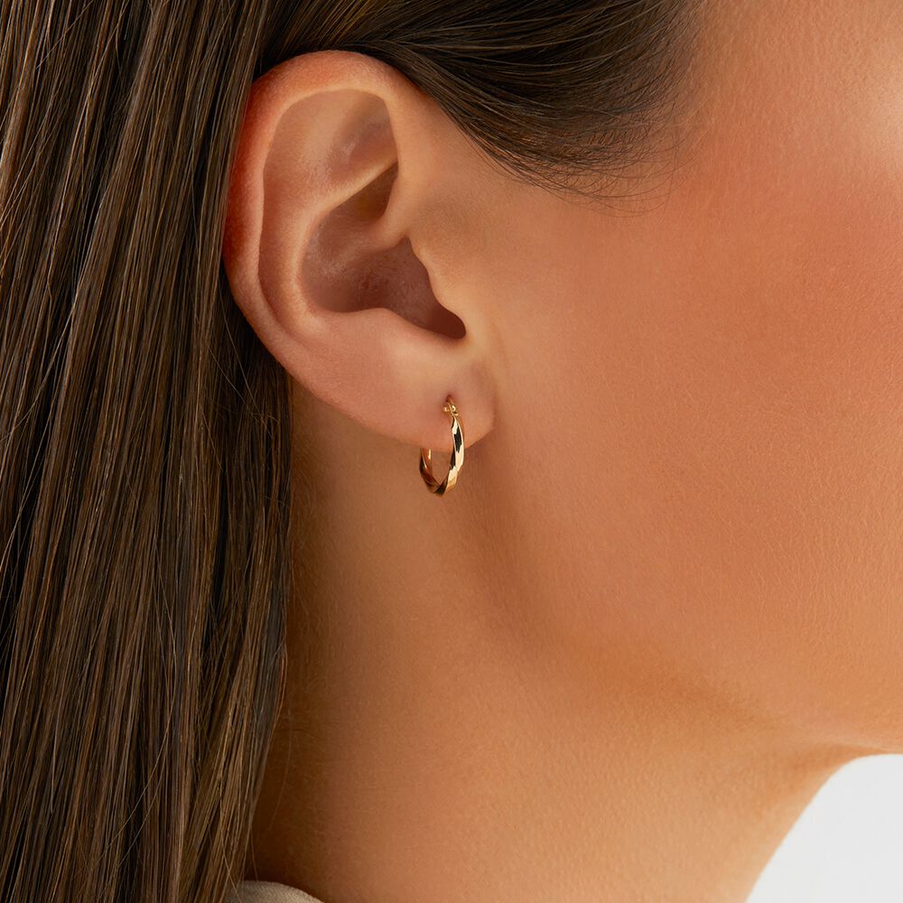 10mm Square Twist Hoop Earrings in 10kt Yellow Gold