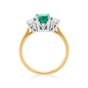 Ring with Emerald & 0.40 Carat TW of Diamonds in 18kt Yellow & White Gold