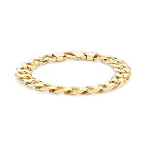 Bracelet à maillons gourmette de 23 cm en or jaune 10 K, largeur de 12,5 à 13 mm