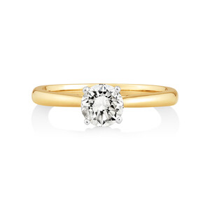 Evermore Certified Solitaire Engagement Ring with a 0.70 Carat TW Diamond in 14kt Yellow/White Gold