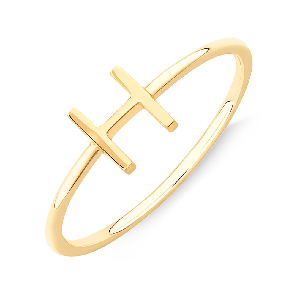 H Initial Ring in 10kt Yellow Gold