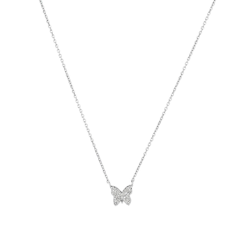 Butterfly Necklace with Diamonds in Sterling Silver