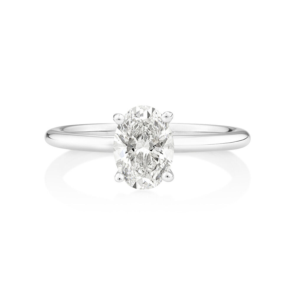 1 Carat Oval Laboratory-Created Diamond Ring in 14kt White Gold
