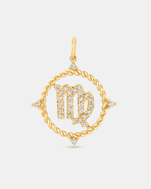Virgo Zodiac Pendant with 0.20 Carat TW of Diamonds in 10kt Yellow Gold