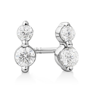 Double Stud Earrings with .28 Carat TW Diamonds in 10kt  White Gold