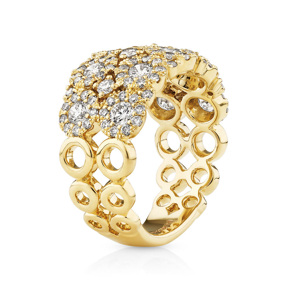 2 Row Bubble Ring with 2.00 Carat TW Diamonds in 14kt Yellow Gold