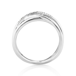 Crossover Wrap Ring with Diamonds in Sterling Silver