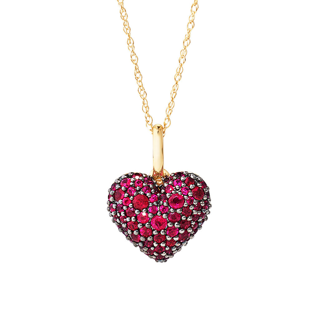 Heart Pendant with Ruby in 10kt Yellow Gold