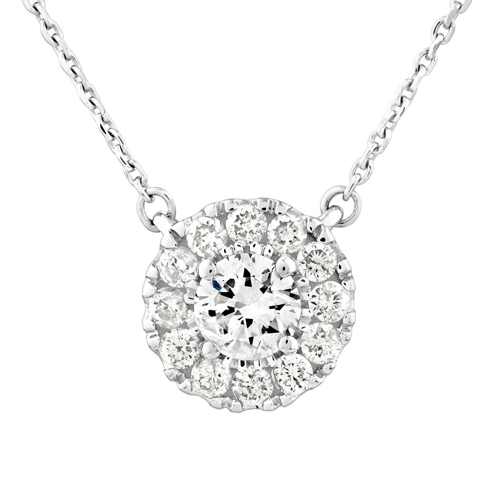 Halo Necklace with 0.23 Carat TW of Diamonds in 10kt White Gold