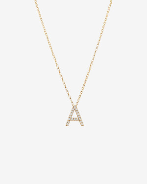 "A" Initial Necklace with 0.10 Carat TW of Diamonds in 10kt Yellow Gold