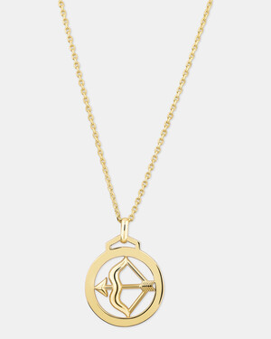 Pendentif du signe du zodiaque du Sagittaire avec chaîne en or jaune 10 K