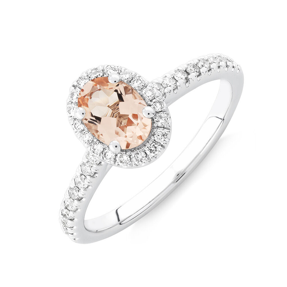 Engagement Ring with Morganite and 0.50 Carat TW Diamonds in 14kt White Gold