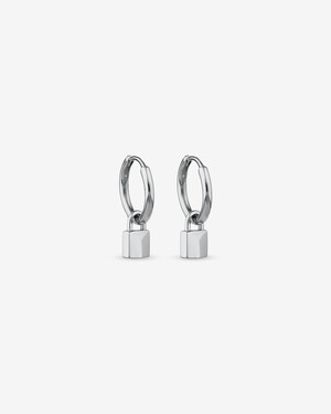 Signature Lock Hoop Huggie Earrings in Sterling Silver