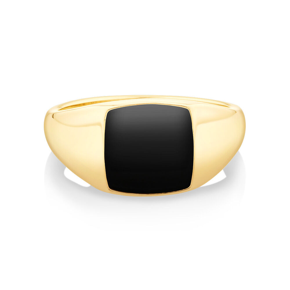 Black onyx gold ring mens deals