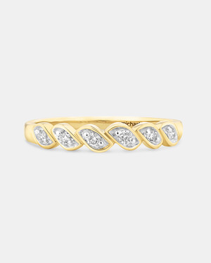 Bague fantaisie torsadée en or jaune 10 K avec diamants totalisant 0,10 ct