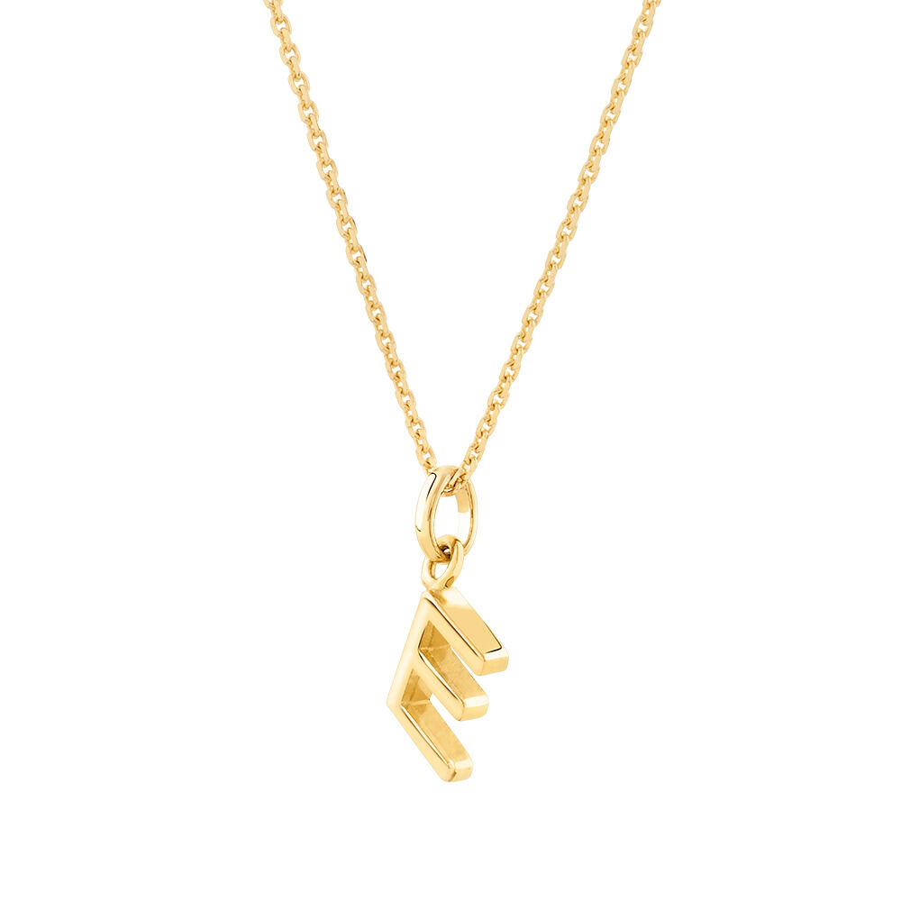 "E" Initial Pendant with Chain in 10kt Yellow Gold