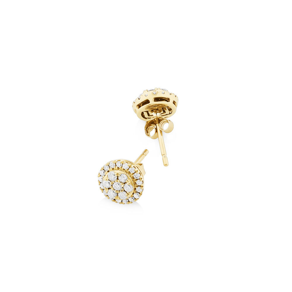 Round Cluster Earrings with 0.50 Carat TW of Diamonds in 10kt Yellow Gold