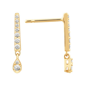 Drop Earrings with .18 Carat TW Diamonds in 10kt Yellow Gold