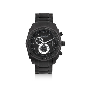 Men's Chronograph Watch with 1/2 Carat TW of Diamonds in Black Stainless Steel