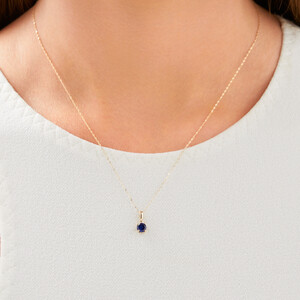 Pendant with Laboratory Created Blue Sapphire in 10kt Yellow Gold