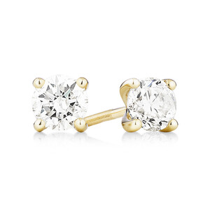 Stud Earrings with 1 Carat TW of Diamonds in 14kt Yellow Gold