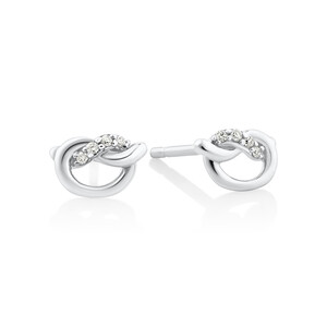 Boutons d'oreilles en forme de petits nœuds en argent sterling avec diamants