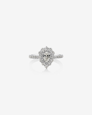 Sir Michael Hill Designer Vintage Floral Engagement Ring with 0.92 Carat TW of Diamonds in 18kt White Gold