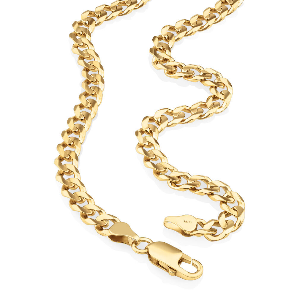 55cm (22") 6mm-6.5mm Width Solid Curb Chain in 10kt Yellow Gold