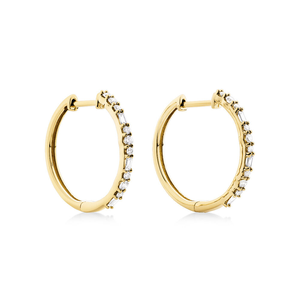 Hoop Earrings with 0.25 Carat TW Of Diamonds in 10kt Yellow Gold