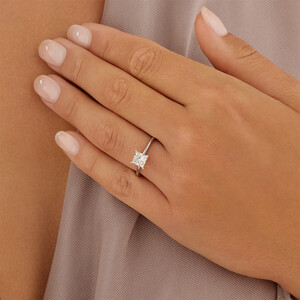 1.25 Carat Princess Cut Laboratory-Grown Diamond Ring In 14kt White Gold