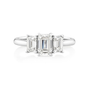 Three Stone Engagement Ring with 1.30 Carat TW of Laboratory-Grown Diamonds in 14kt White Gold