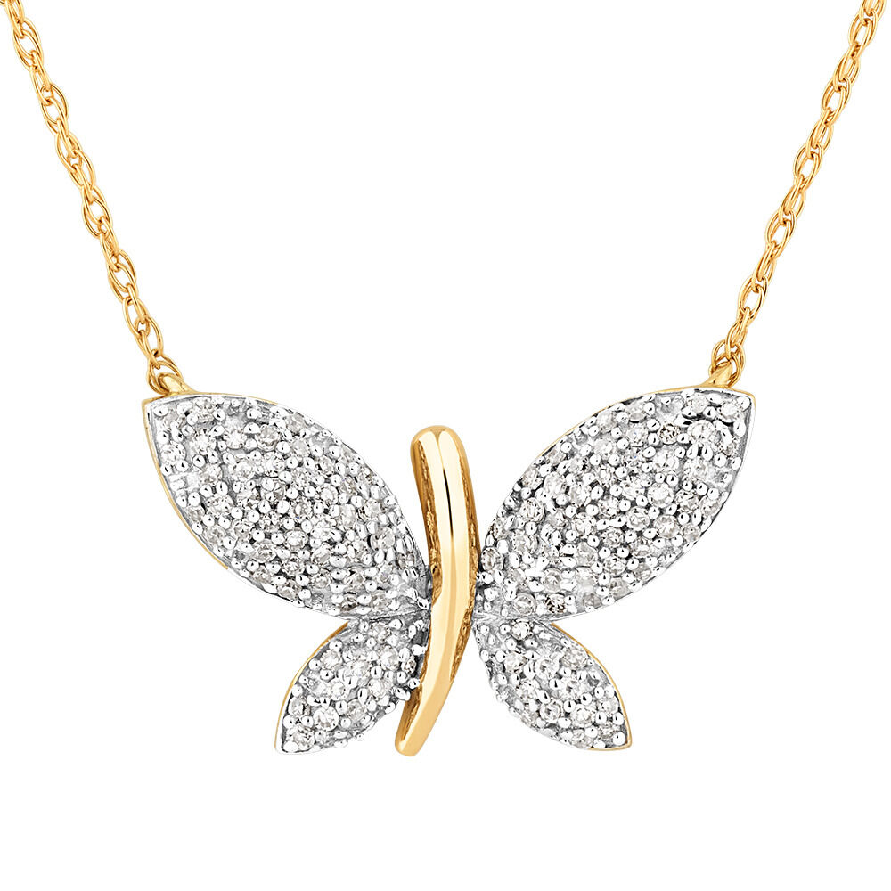 Butterfly Pendant with 0.20 Carat TW Diamonds in 10kt Yellow Gold