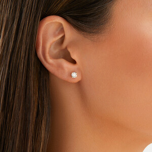 Stud Earrings with 1 Carat TW of Diamonds in 14ct Yellow Gold
