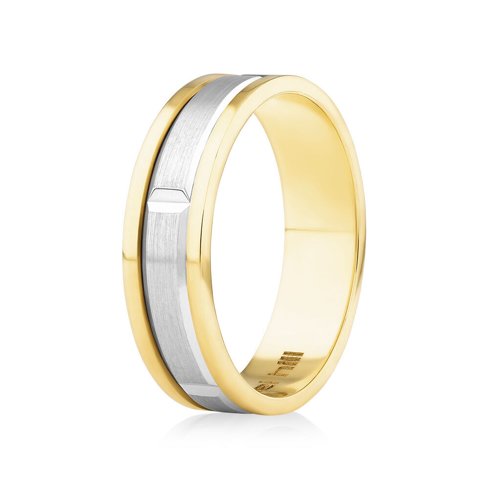 Men's Wedding Band in 10kt Yellow & White Gold