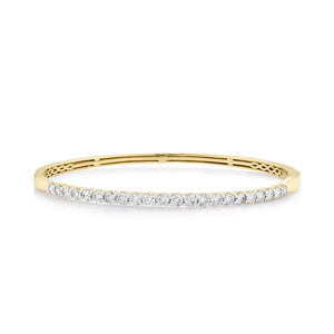 Hinged bangle with 2 Carat TW of Diamonds in 14kt Yellow Gold