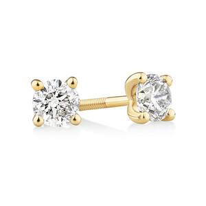 Stud Earrings with 0.50 Carat TW of Diamonds in 14ct Yellow Gold