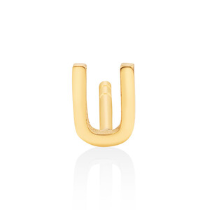 Bouton d'oreille unique à initiale U en or jaune 10 K