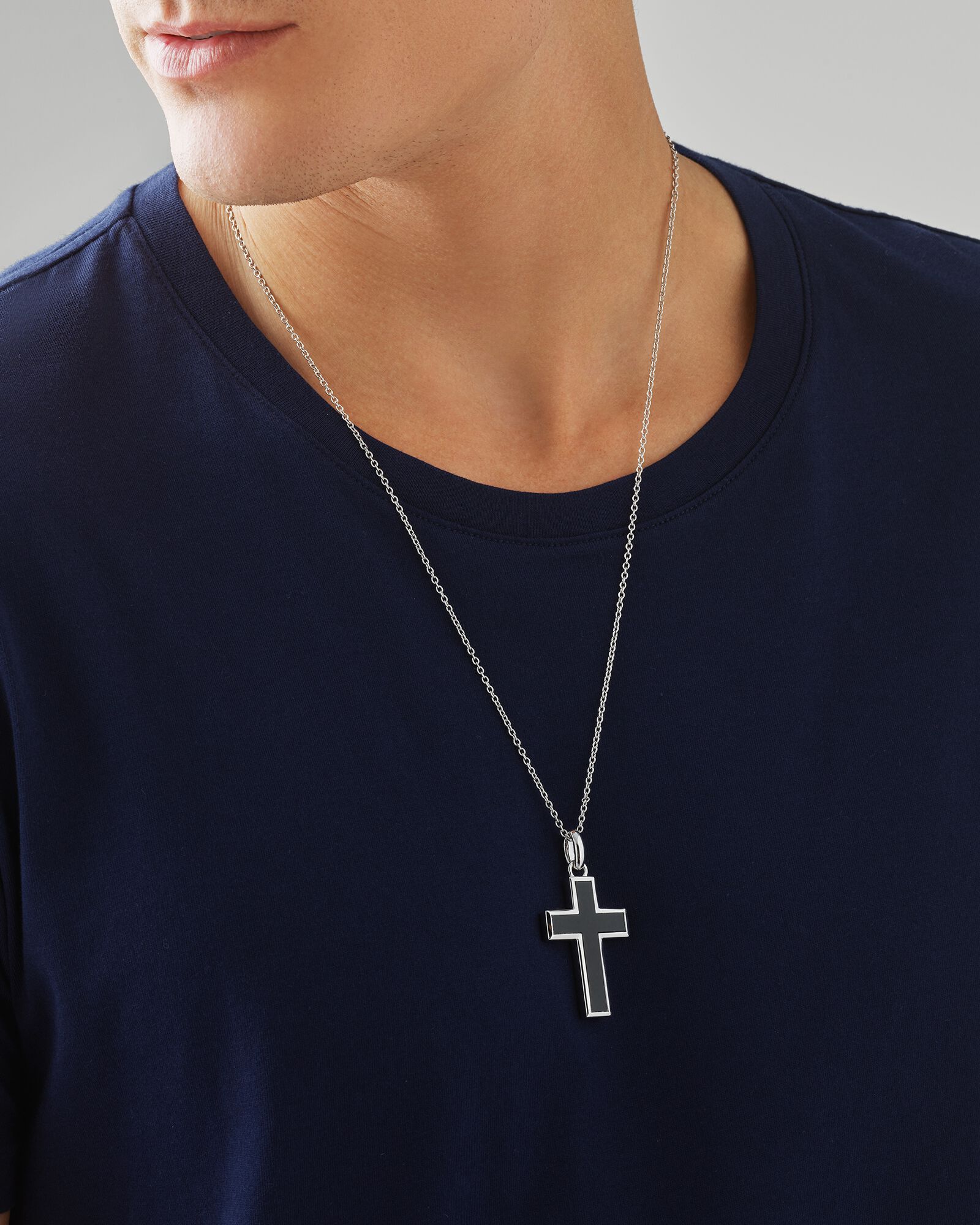 Black cross mens necklace best sale