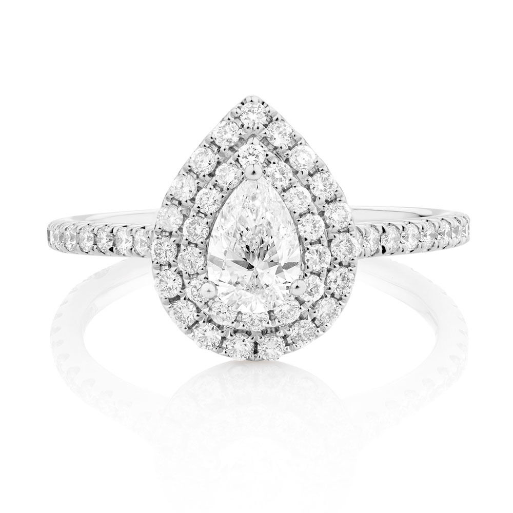 Sir Michael Hill Designer Bridal Double Halo Engagement Ring with 1.20 Carat TW of Diamonds in 14kt White Gold